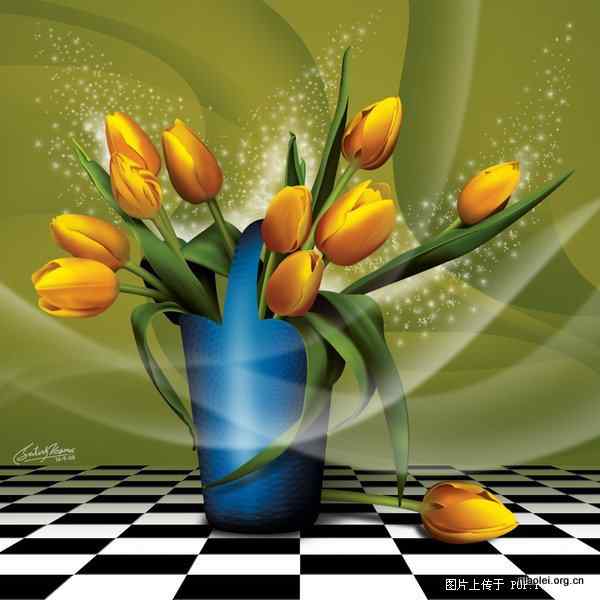 [组图]唯美的印度数字绘画 花草鸟类(47p)