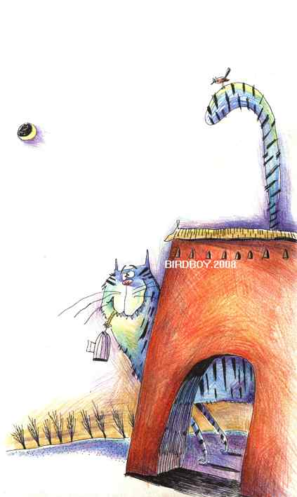 吃掉捕鸟人的猫