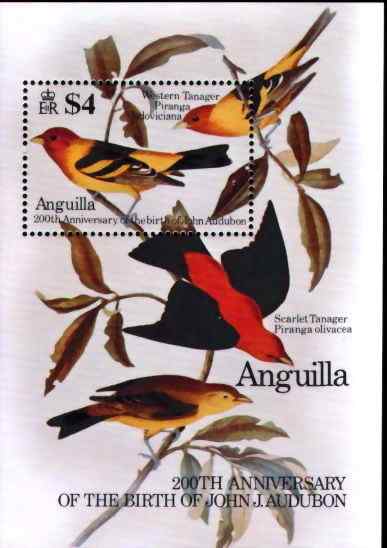 奥杜邦诞辰200周年小型张猩红丽唐纳雀