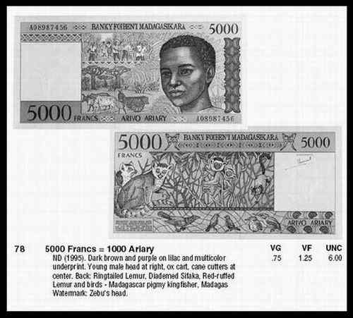 马达加斯加法郎上面的动植物