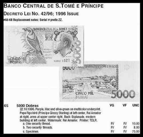 圣多美和普林西比5000多布拉——普林西比辉椋鸟