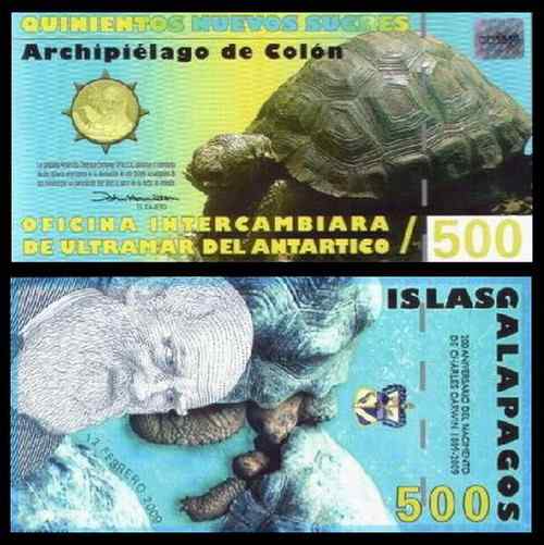 加拉帕戈斯群岛达尔文200周年诞辰纪念币塑料钞——巨龟