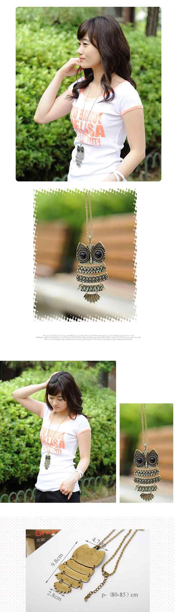 可爱复古的猫头鹰项链