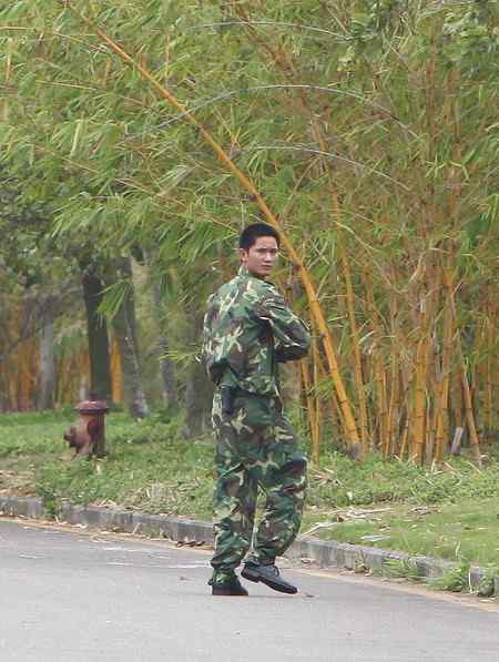 武警手持钢枪射杀鸟儿
