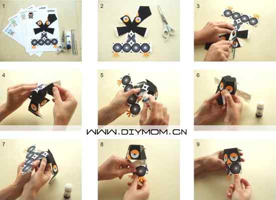 可爱的猫头鹰纸玩具