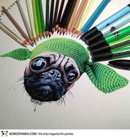 水溶彩铅动物绘画