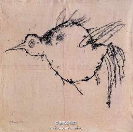 叶永青画的鸟 据说被比尔盖茨收藏